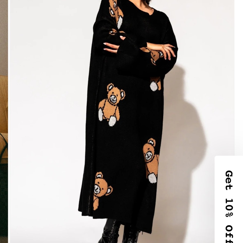 Dressed in LALA Black Maxi Skirt with Teddy Bear Design